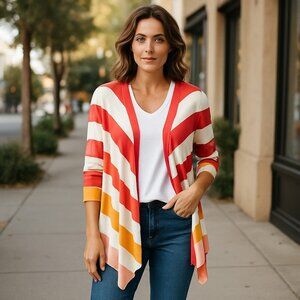 C. Wonder Striped Open Front Draped Cardigan - Extra Small